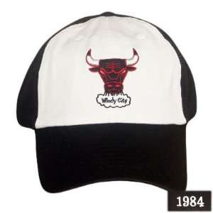  NBA FITTED LARGE CHICAGO BULLS 1984 BLACK WHITE CAP HAT 