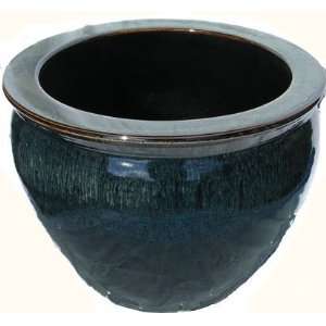  Lustrous Chinese porcelain fish bowl planter in posh black 