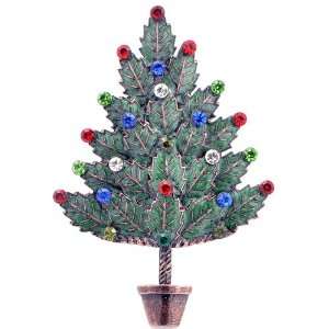   Christmas Gift Colourful Christmas Tree Austrian Crystal Pin Brooch