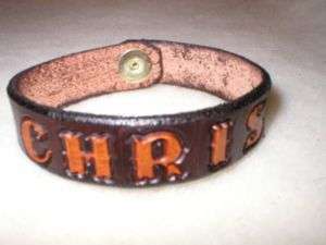 PERSONALIZED CUSTOM HAND MADE LEATHER NAME ID BRACELET  