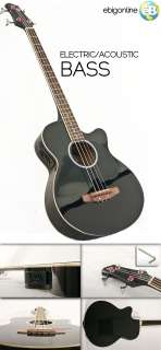 NEW BLACK ELECTRIC ACOUSTIC BASS GUITAR WITH EQUALIZER  
