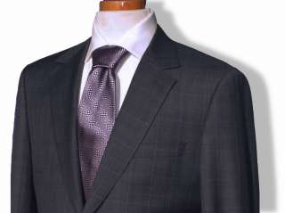 Valentino $1295 Medium Gray Windowpane Mens 150s Cashmere Wool 