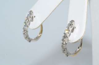 5,500 .96CT ROUND CUT DIAMOND HORSESHOE HOOP EARRINGS VS 18K WHITE 