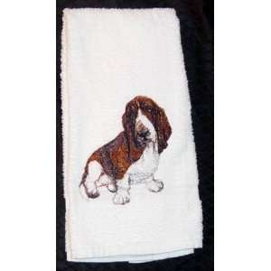    Basset Hound Embroidered Kitchen   Hand Towel 