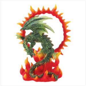 Ring Of Fire Dragon Figurine Statue Mythical Flame new  