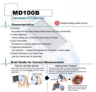 NEW Portable Handheld ECG EKG Heart Monitor MD100B  