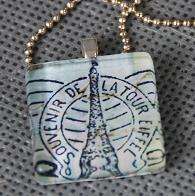 Jana Lynne Creation Eiffel Tower Glass Pendant Necklace  
