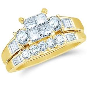 Size   13   14k Yellow Gold Diamond Ladies Bridal Engagement Ring with 