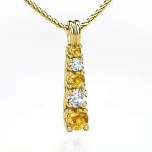   Pendant, 14K Yellow Gold Necklace with Citrine & Diamond Jewelry