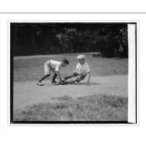 Historic Print (M) Eddie Johnson (sliding) and Frank Corrado, 8/25/25