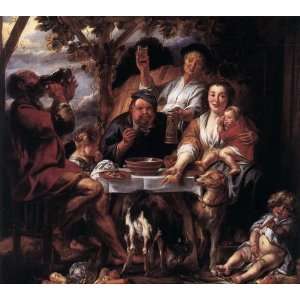 Hand Made Oil Reproduction   Jacob Jordaens   24 x 22 inches   Eating 