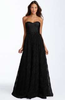 Adrianna Papell Pleat Bodice Rosette Ball Gown  