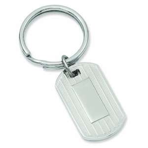    Rhodium Plated Etched Lines Key Ring Kelly Waters Jewelry