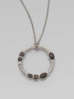 David Yurman   Black Diamond & Sterling Silver Necklace    