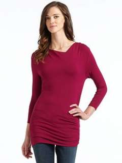  BLACK LABEL   Asymmetrical Ruched Top/Berry