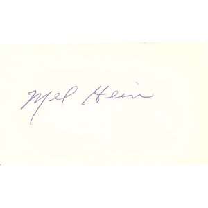 Mel Hein Autographed 3x5