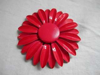 Vintage Pink Daisy Flower Enamel  Flower Power  Pin Brooch  