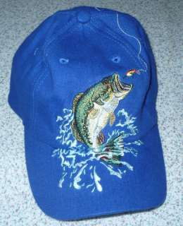 Vintage Blue FISH Fly Fishing TRUCKER HAT Cap TROUT  
