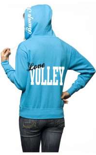 Adult Love Volley Light Blue Zipper Hooded Sweatshirt  