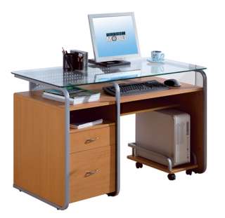 TECHNI MOBILI 3327 glass top WOOD computer desk MODERN  