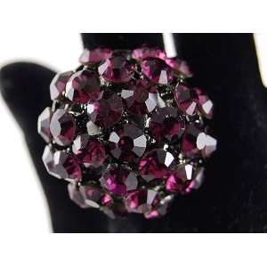   Amethyst Crystal Rhinestone Disco Ball Ring Adjustable: Jewelry