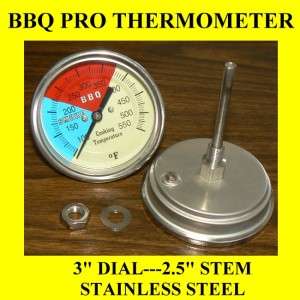BBQ THERMOMETER GRILL PIT WOOD SMOKER OVEN THERMOSTAT TEMP GAUGE SS 