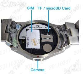 W968 Quad band watch mobile phone with FM purity steel