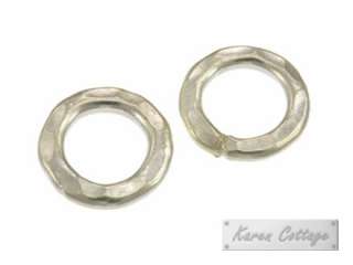 Karen Hill Tribe Silver Hammered Flat Round Ring Bead, 10mm  