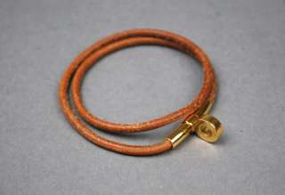 Authentic HERMES Brown Leather Cadena Double Bracelet  