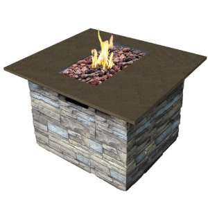   Gray Stone Tile Brick Outdoor Patio Fire Table Patio, Lawn & Garden