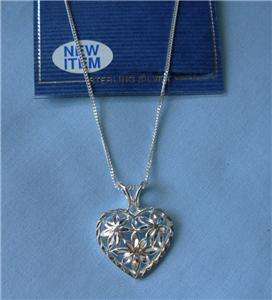   Silver Necklace, 18 Inches Heart Pendant Charm, Sterling Creations