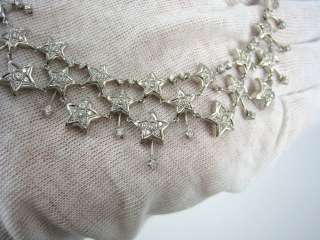   25 Carat G VS Diamond Stars 18K White Gold Italian Necklace  