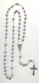 NEW Italian Floral Rosary   Relic Medal   Amethyst  