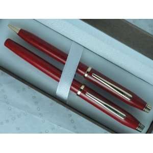   Cinnabar Red Lacquer Gel Ink Rollerball Pen and 0.5MM Lead Pencil Set