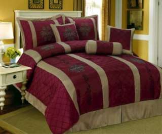 NEW Bedding Burgundy Choco Brown Morocco Comforter Set Queen, Cal King 