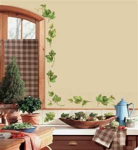 38 New IVY LEAVES WALL DECALS Peel & Stick Kitchen Stickers Green 