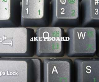 KOREAN TRANSPARENT KEYBOARD STICKERS WITH GREEN LETTERS  