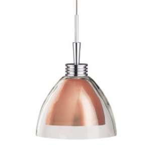   Lamp Pendant with Clear Over Glass with a Polished Copper Inner Shade