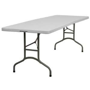  Blow Molded Plastic Bi Folding Table in Granite White 
