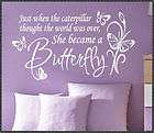 Vinyl Wall Lettering Decal Quote She became a butterfly items in Walls 