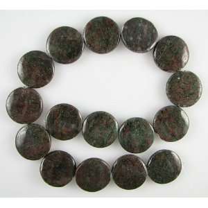  25mm red green garnet coin disc beads 16 strand S2