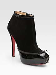 Christian Louboutin Suede and Patent Leather Ankle Boots