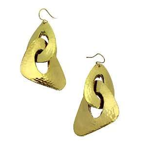   Hammered Dangle Earrings ; 3.25 L; Hammered Gold Tone Metal Jewelry