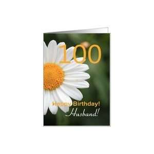  husband 100th Happy Birthday white daisy Card: Health 