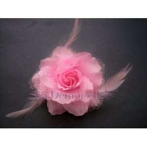 5 Rose Flower With Feather Hat Hair Clip Brooch For 