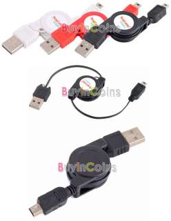 USB to Mini USB 5 Pin Male Retractable Data Cable   