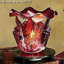 Red All Glass Marble Grain Tulip Shape Electric Oil Warmer with Mirror 