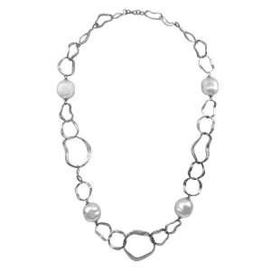 Majorica Jewelry 17 inch/White Pearl Silver Chain Necklace 