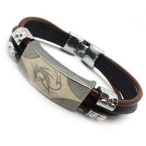 womens Mens dragon design chain leather charm Bracelet Stainless 