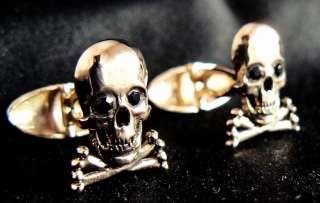14k solid rose gold memento mori skull mens cufflinks stunning